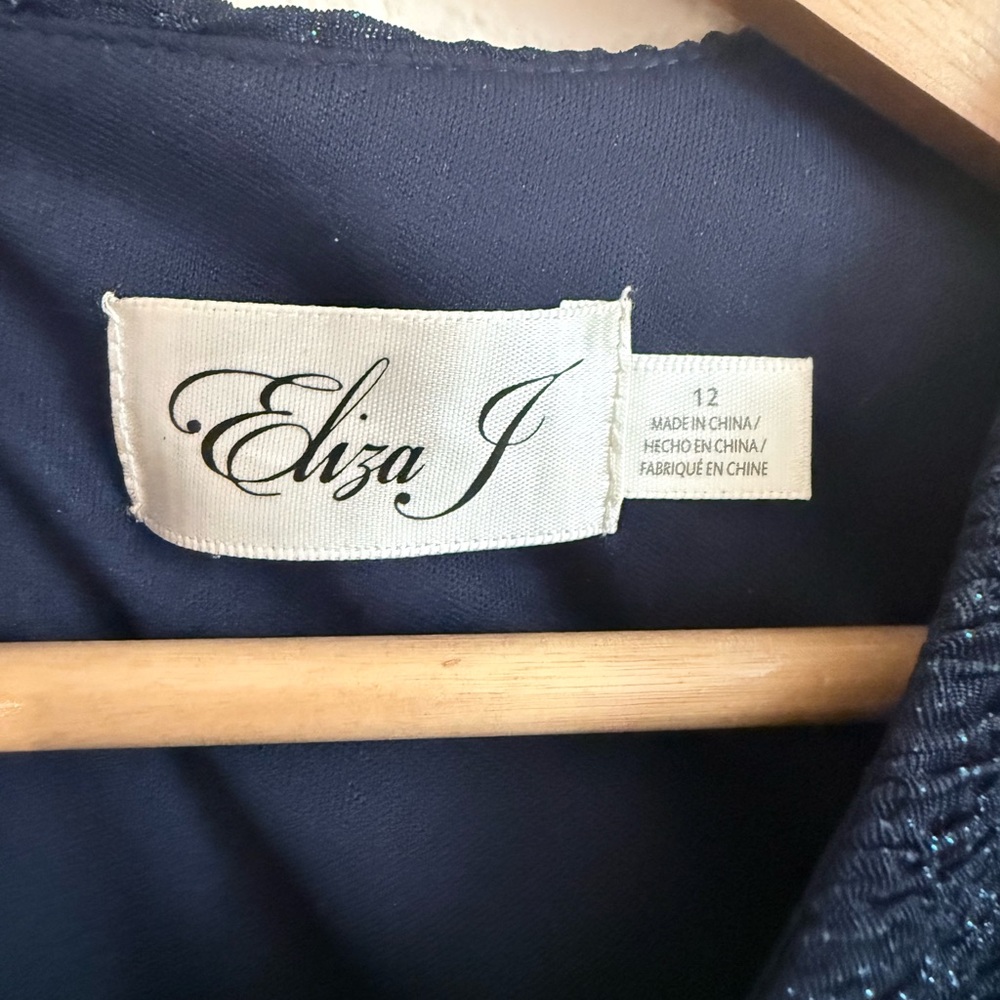 Eliza J Navy Shimmer Sheath Dress Size 12 Cocktail Occasion - Picture 5 of 5